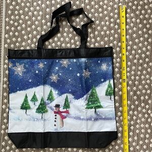 Snowman and Trees Tote Bag